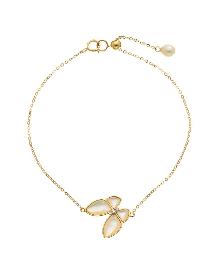 MAITRE DE DIAMANT MAITRE DE DIAMANT 18K 0.02 CT. TW. DIAMOND & PEARL BRACELET