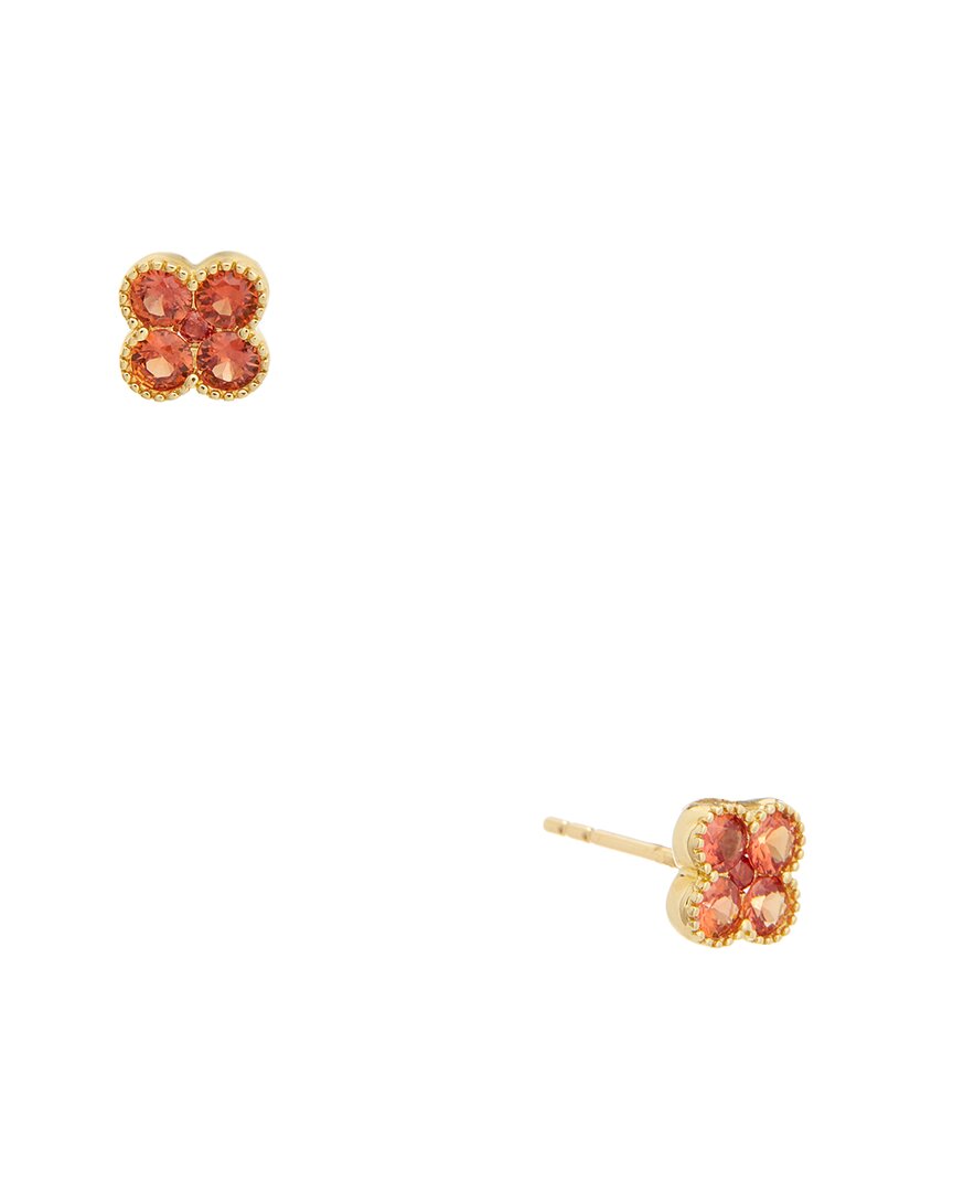 Maitre De Diamant 18k 0.79 Ct. Tw. Red Sapphire Earrings