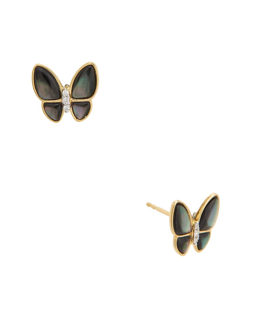 MAITRE DE DIAMANT MAITRE DE DIAMANT 18K 0.02 CT. TW. DIAMOND & PEARL EARRINGS 