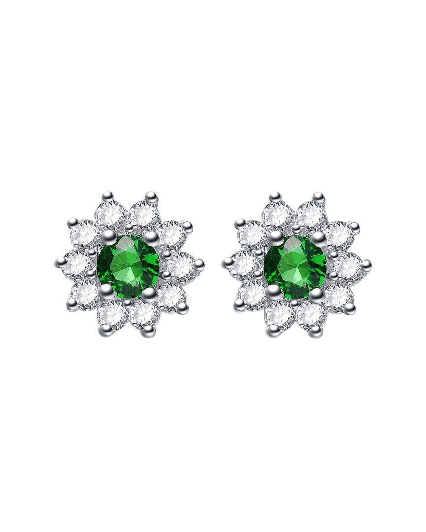 Genevive Silver Cz Flower Studs