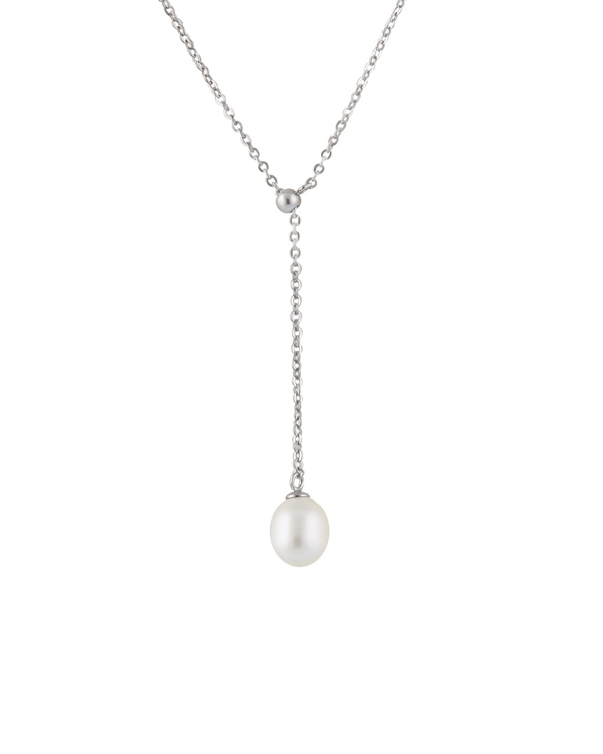Splendid Pearls Rhodium Plated Silver 7.5-8mm Pearl Necklace