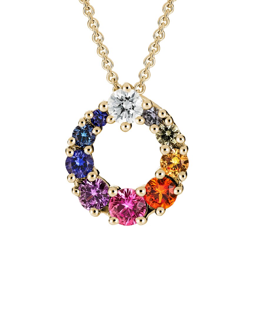 Gemstones 14k 0.65 Ct. Tw. Diamond & Sapphire Necklace In Multi