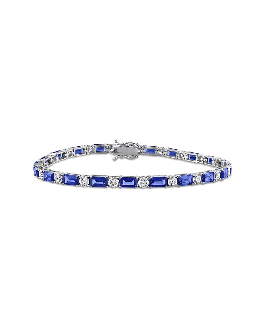Rina Limor 6 1/3ct Tgw Baguette-cut Created Blue Sapphire And In Blue