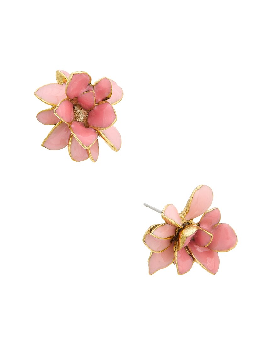 Oscar De La Renta Enamel Flower Stud Earrings In Pink