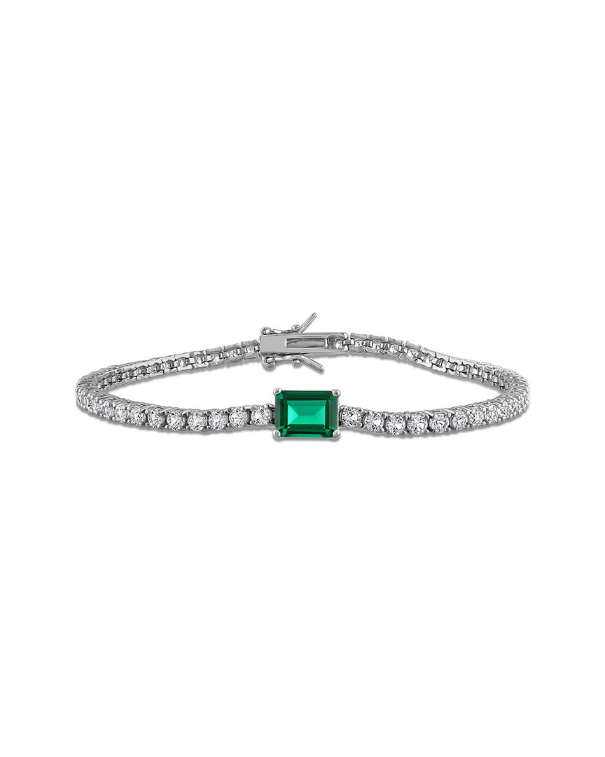 Rina Limor Silver 6.75 Ct. Tw. Lab-grown Emerald & Sapphire Bracelet