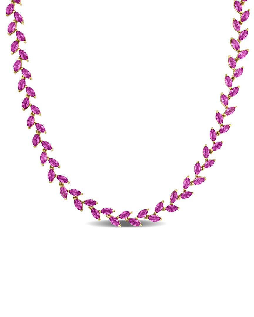 Rina Limor Silver 29.50 Ct. Tw. Lab-grown Sapphire Necklace In Pink