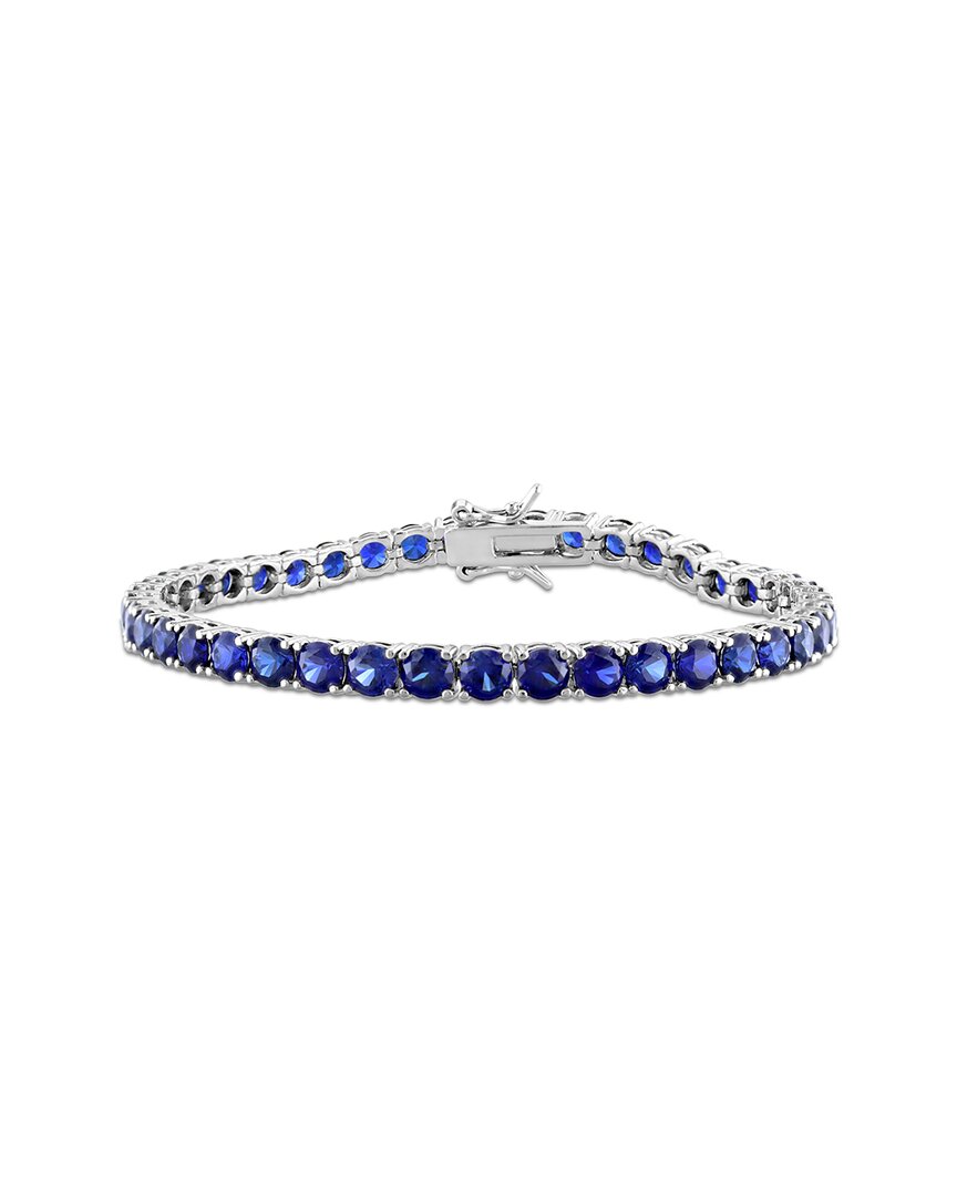 Rina Limor Silver 14.50 Ct. Tw. Lab-grown Blue Sapphire Bracelet