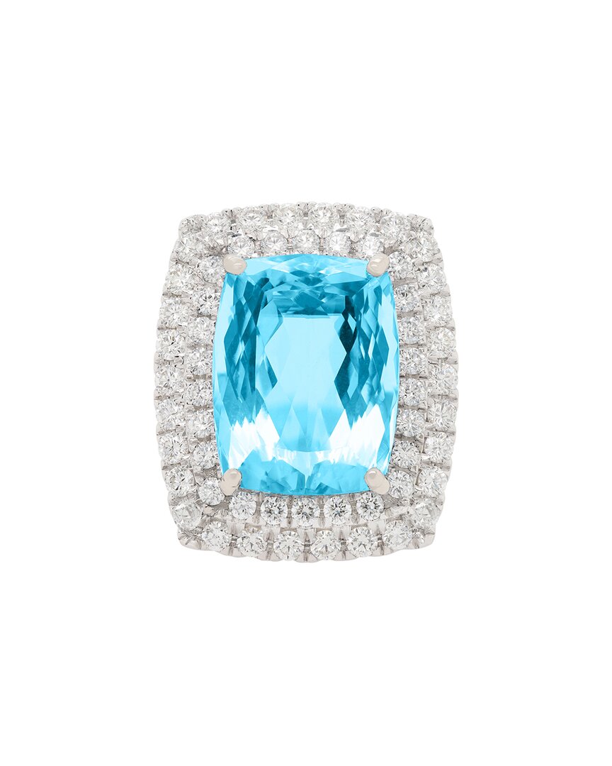 Diana M. Fine Jewelry 18K 18 ct. tw. Diamond & Aquamarine Half-Set Ring
