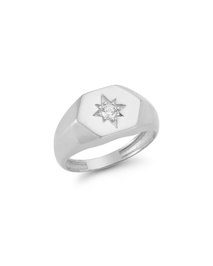 Shop Sphera Milano Silver Cz Star Signet Ring