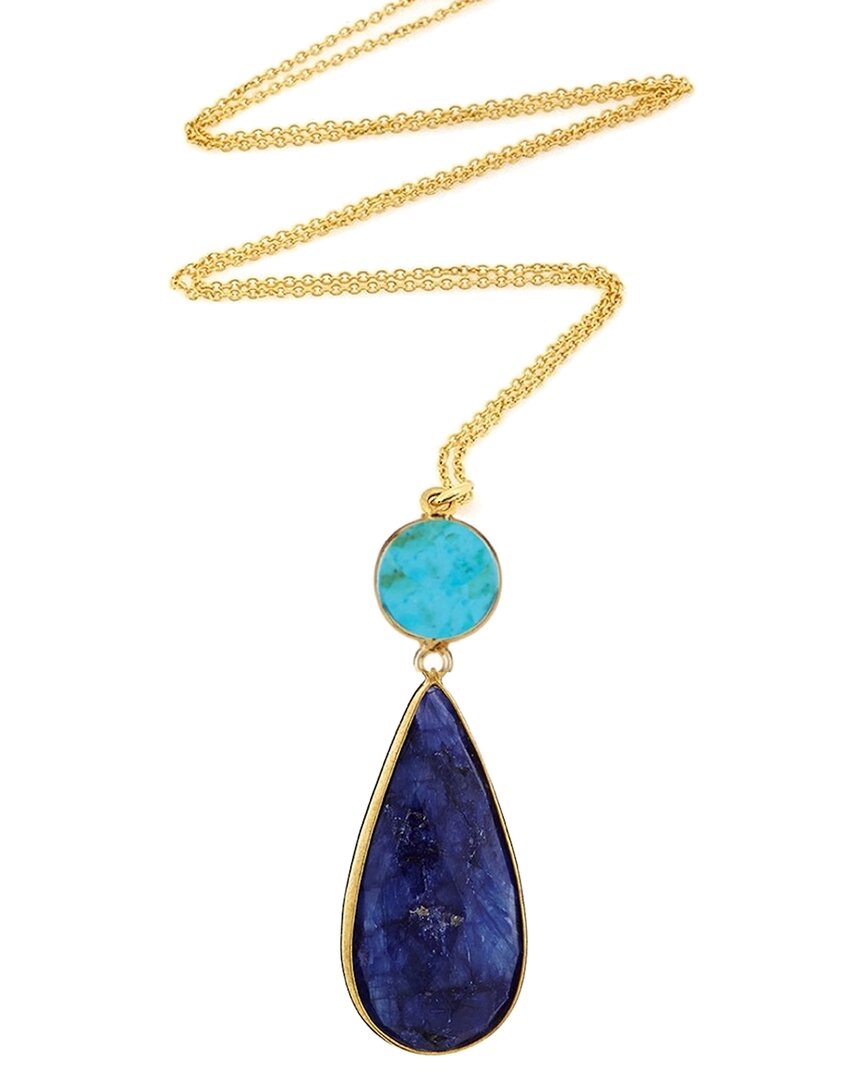 Liv Oliver 18k 40.00 Ct. Tw. Sapphire & Turquoise Necklace In No Color