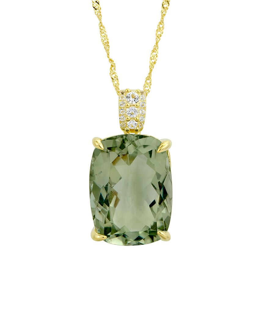 Savvy Cie 18k Plated Silver 20.00 Ct. Tw. Green Amethyst Cz Necklace