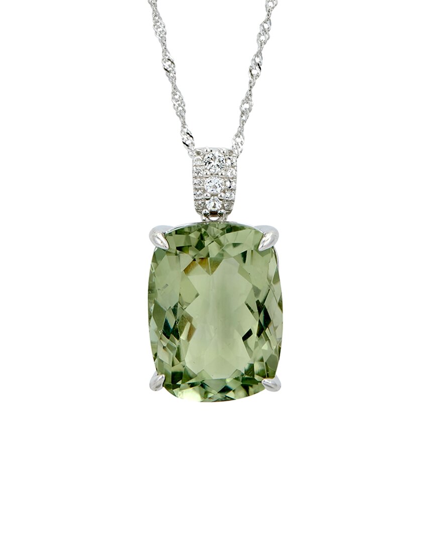 Savvy Cie Silver 20.00 Ct. Tw. Green Amethyst Cz Necklace