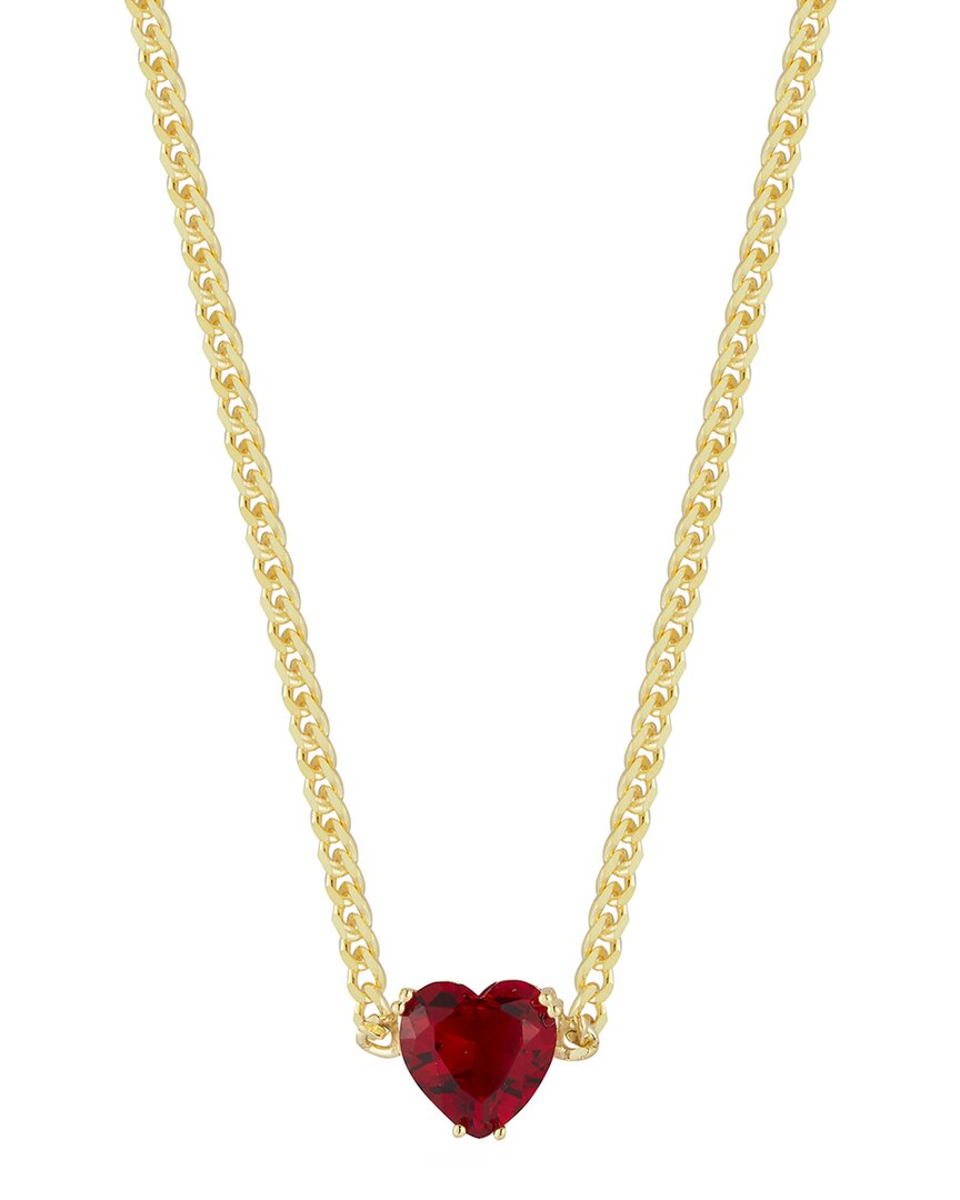 Sphera Milano 14k Over Silver Cz Heart Collar Necklace With Curb Chain