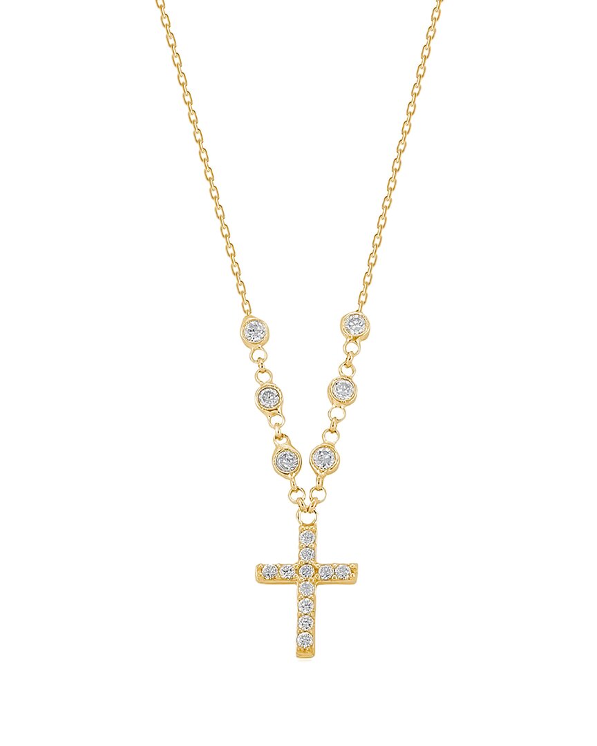 Gabi Rielle Love In Bloom 14k Over Silver Cz Cross Pendant Necklace