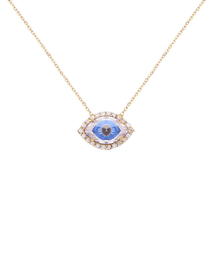 Gabi Rielle Love In Bloom 14k Over Silver Cz Evil Eye Pendant Necklace