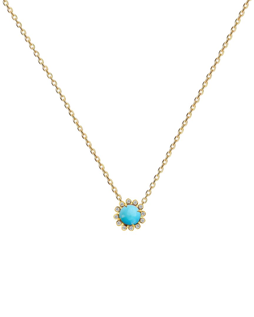 Gabi Rielle Love In Bloom 14k Over Silver Cz Flower Necklace