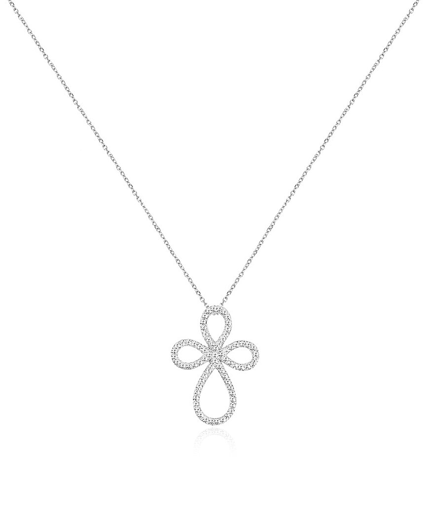Gabi Rielle Love In Bloom Silver Cz Twist Cross Pendant Necklace