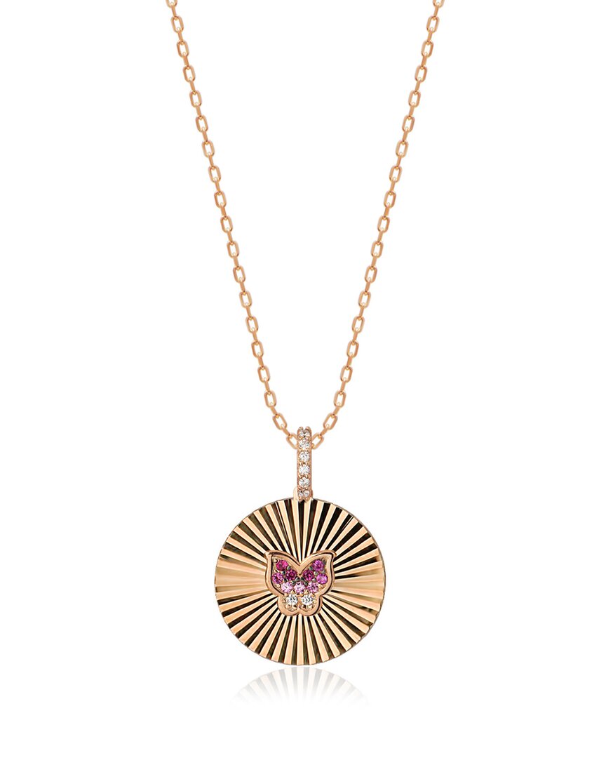 Gabi Rielle Women's Love In Bloom 14k Gold Vermeil & Ruby Crystal Butterfly Pendant Necklace