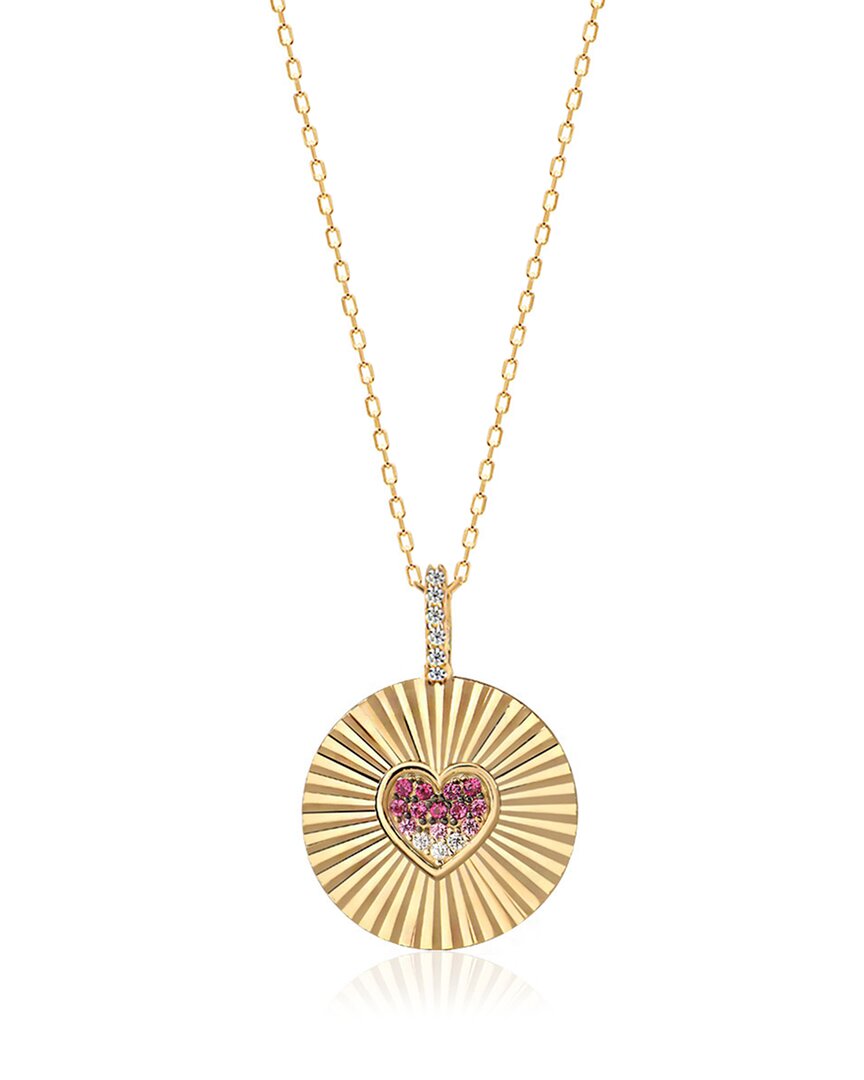 Gabi Rielle Love In Bloom 14k Over Silver Cz Heart Pendant Necklace In Gold
