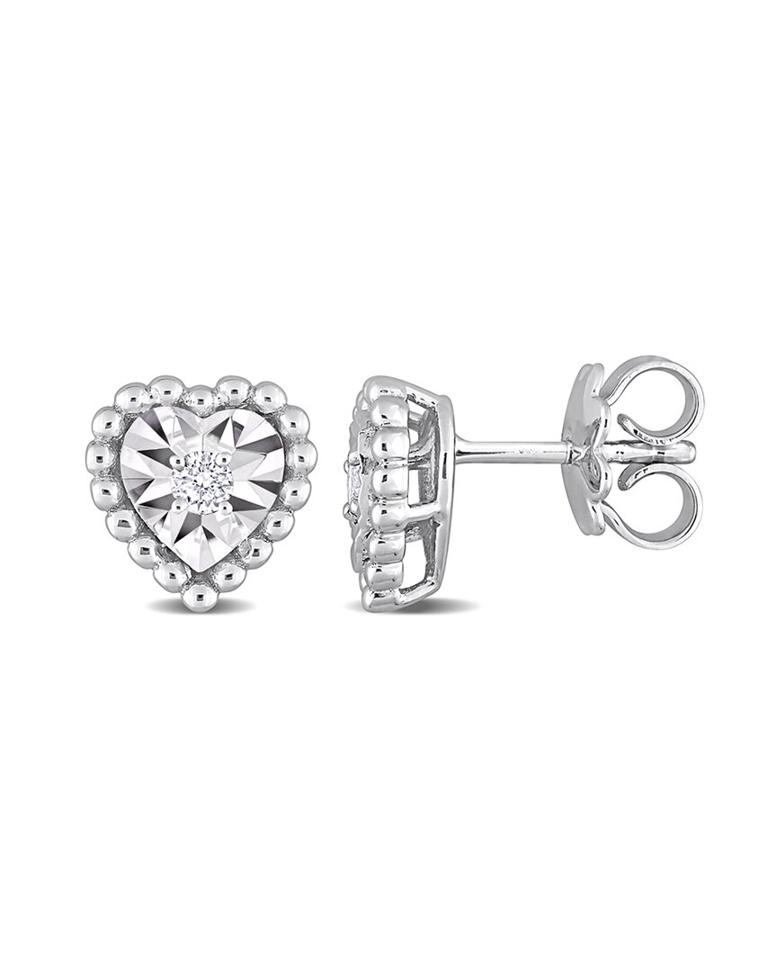 Rina Limor 14k 0.11 Ct. Tw. Diamond Heart Halo Studs