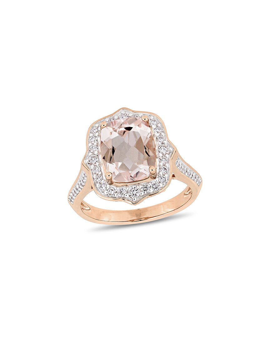 Rina Limor 14k Rose Gold 3.29 Ct. Tw. Diamond & Morganite Halo Ring