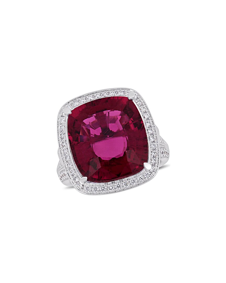 Rina Limor 14k 13.30 Ct. Tw. Diamond & Pink Tourmaline Halo Cocktail Ring