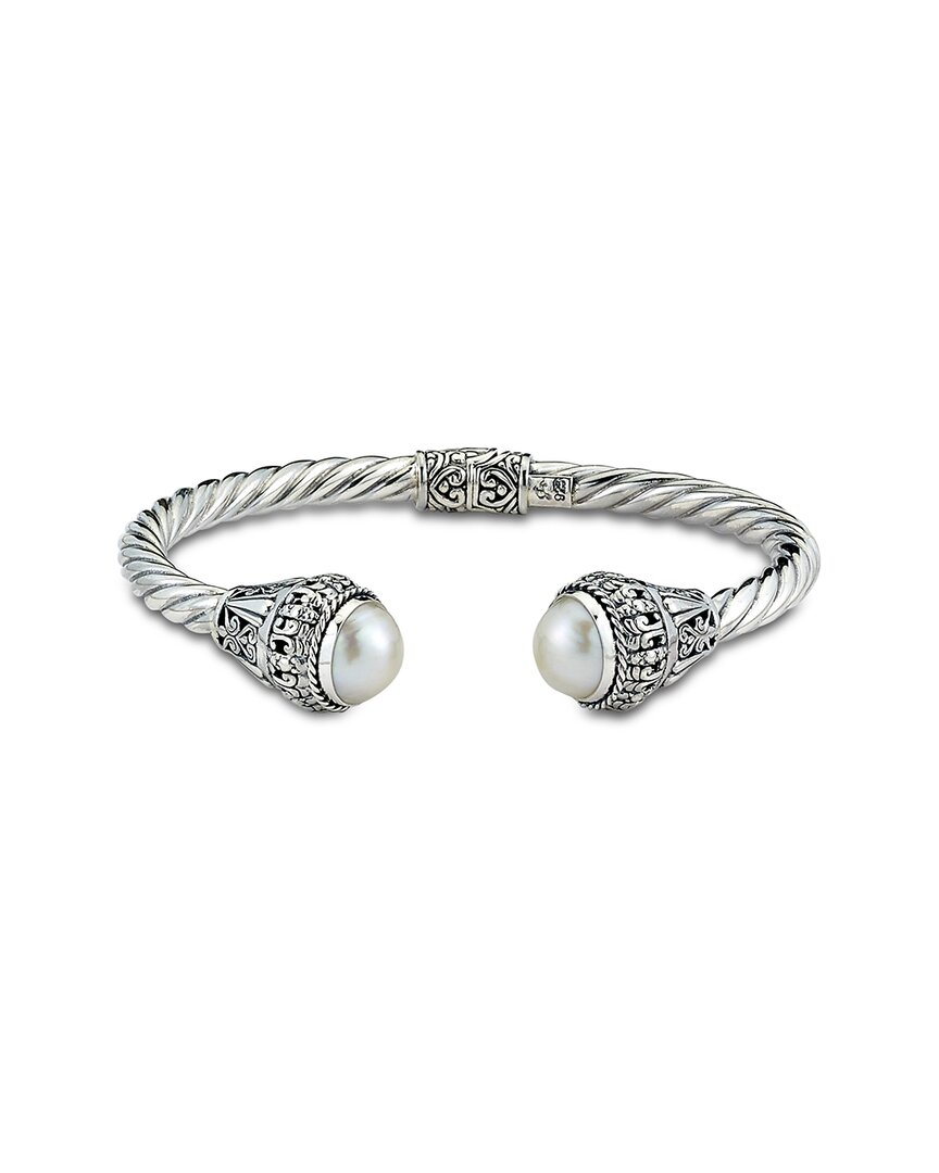 Samuel B. Samuel B Silver Pearl Twisted Cable Bangle Bracelet