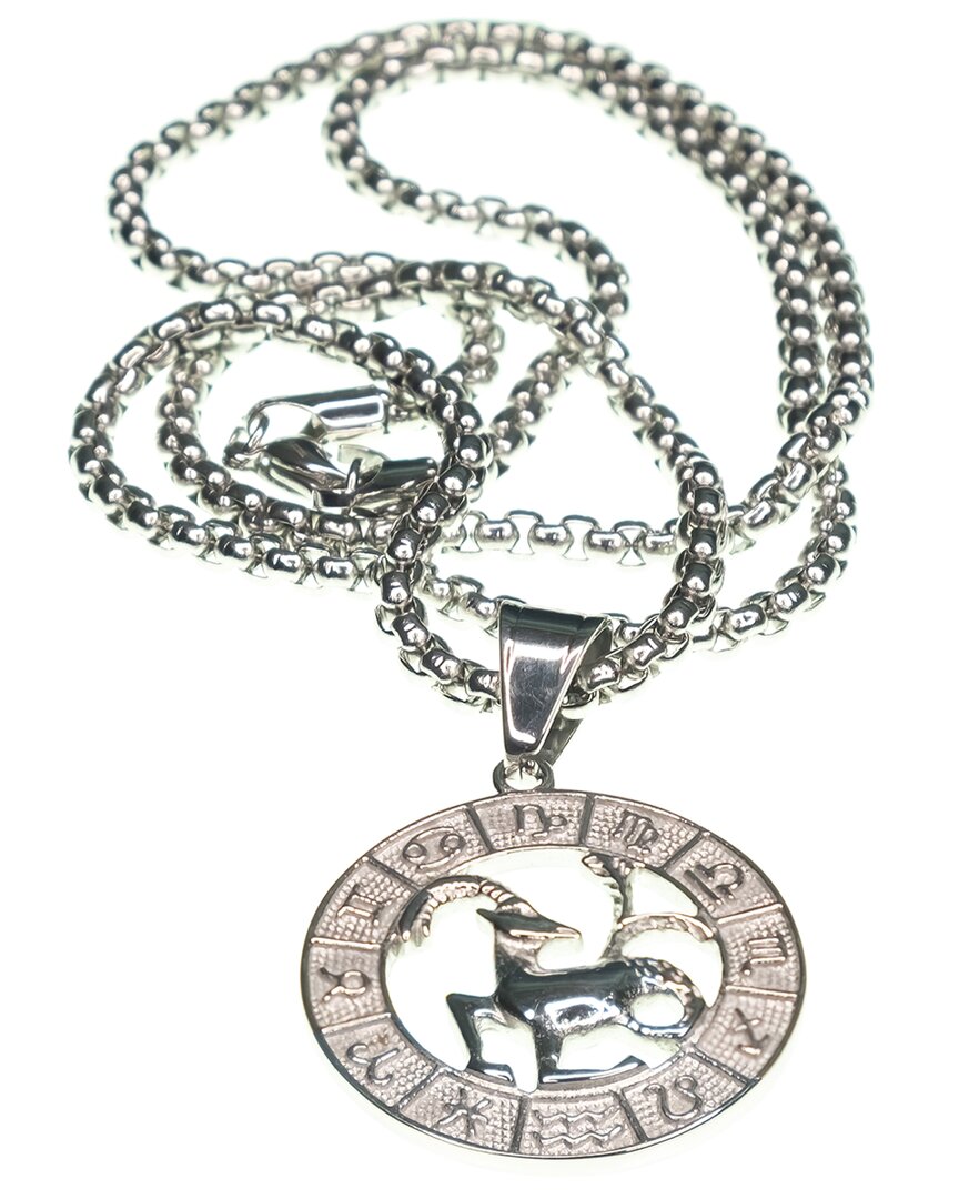 Jean Claude Dell Arte Stainless Steel Capricorn Pendant Necklace