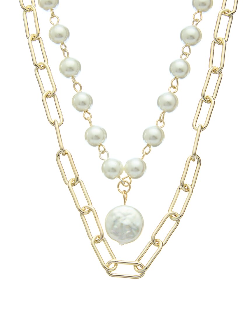 Shop Juvell 18k Plated Pearl Paperclip Necklace