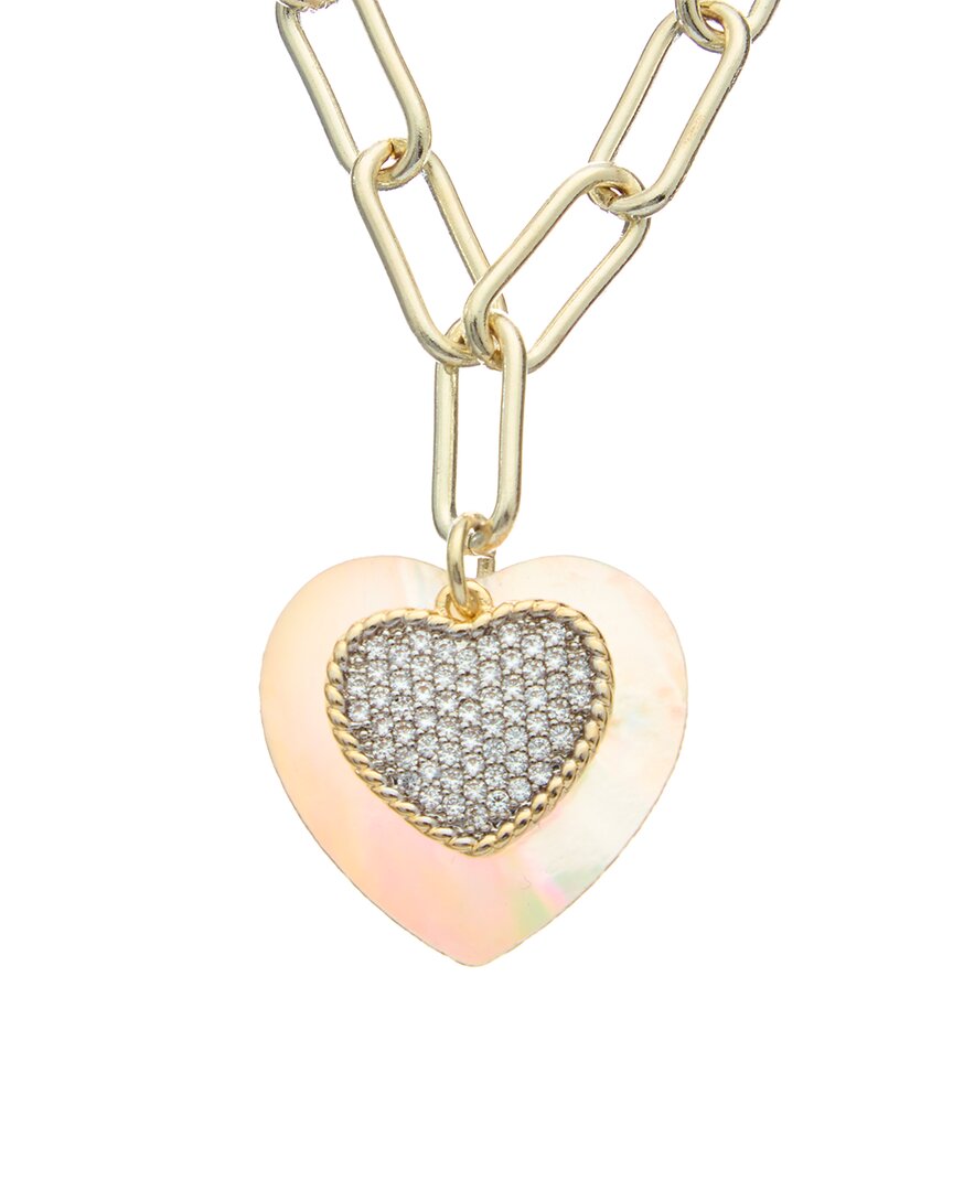 Juvell 18k Plated Pearl Cz Heart Charm Necklace