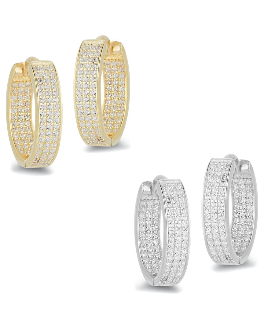 Glaze Jewelry Silver CZ Oval Hoop Set