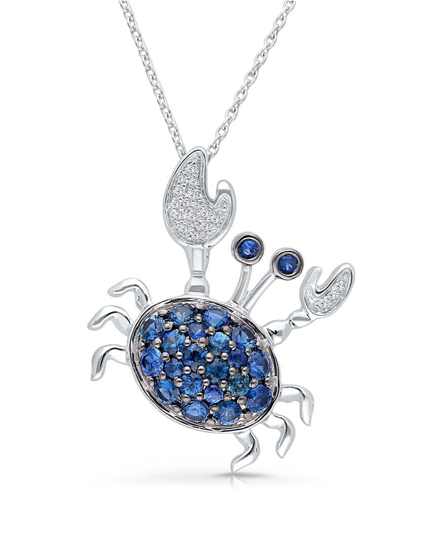 Shop Kallati 14k 0.95 Ct. Tw. Diamond & Blue Sapphire Crab Pendant Necklace