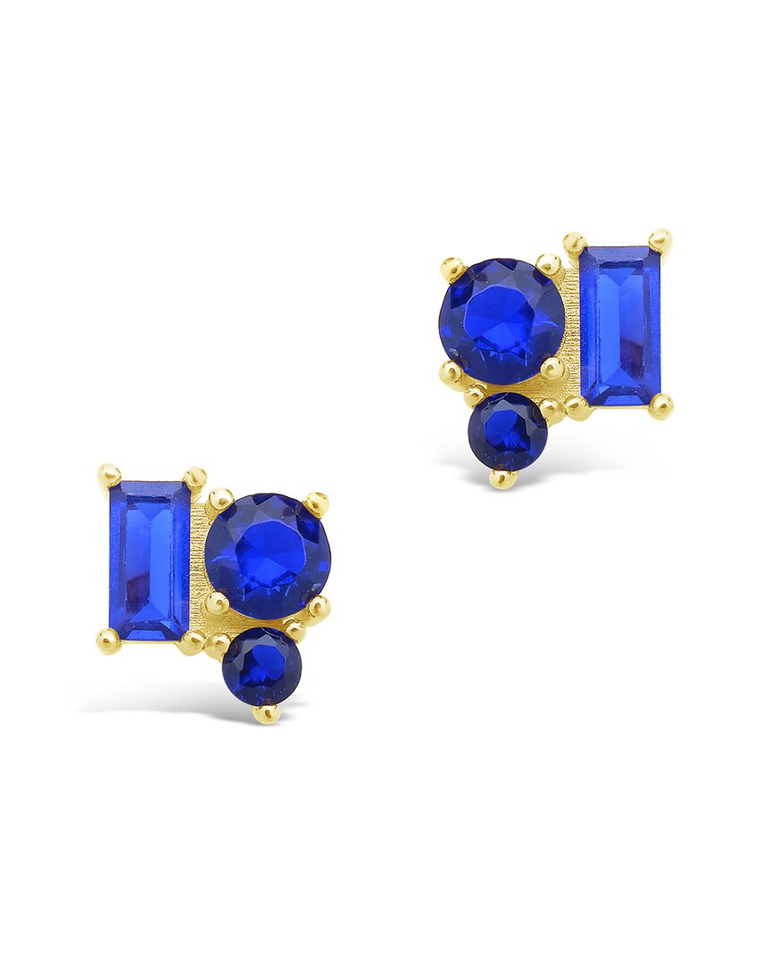 Sterling Forever 14k Over Silver Cz Cluster Studs