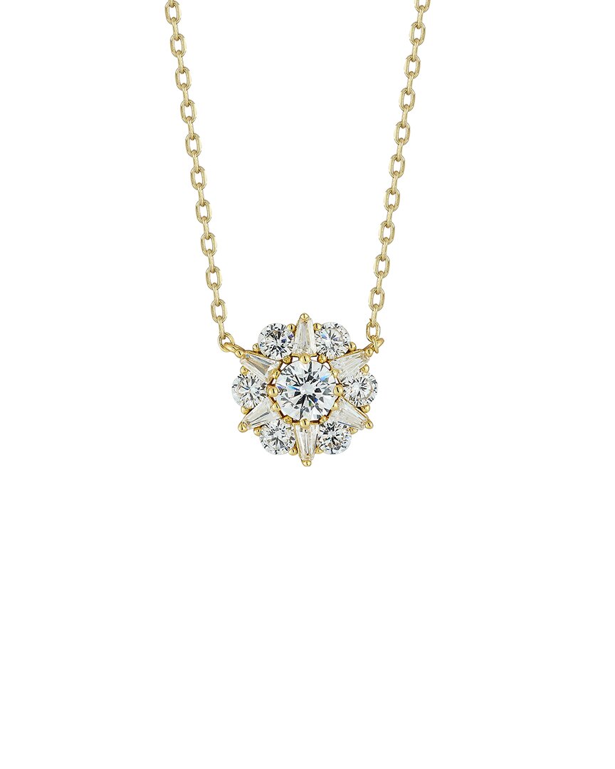 Glaze Jewelry 14K Plated Silver CZ Cluster Flower Necklace