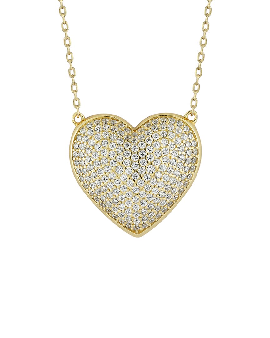 Glaze Jewelry 14K Plated Silver CZ Pave Puffed Heart Necklace