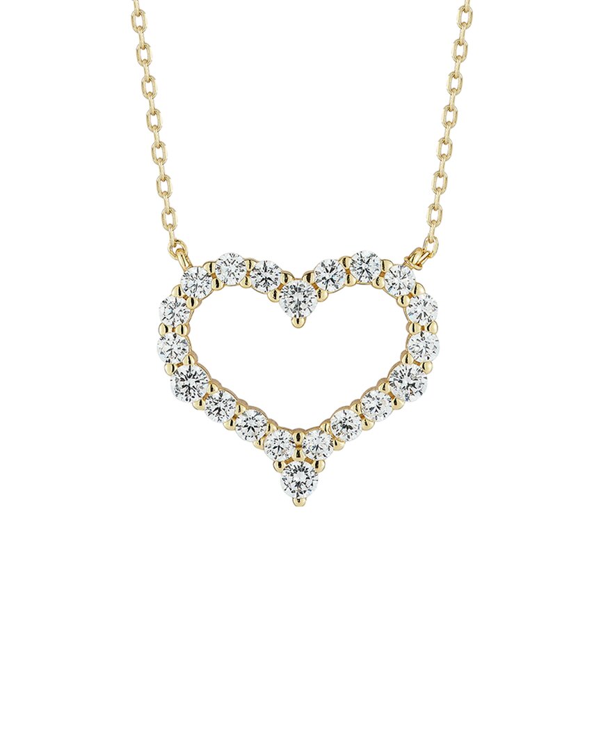 GLAZE JEWELRY GLAZE JEWELRY 14K PLATED SILVER CZ OPEN HEART NECKLACE
