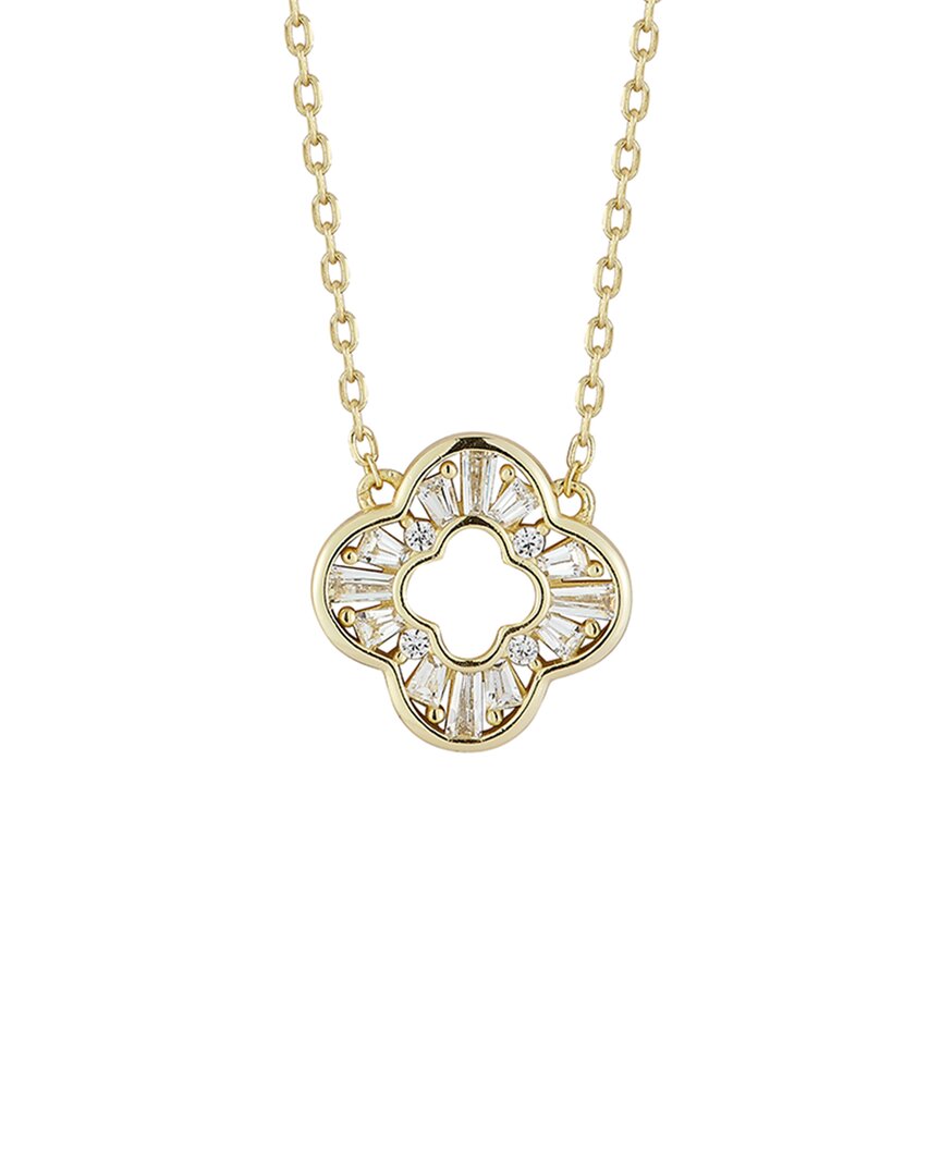 Glaze Jewelry 14K Plated Silver CZ Open Clover Necklace