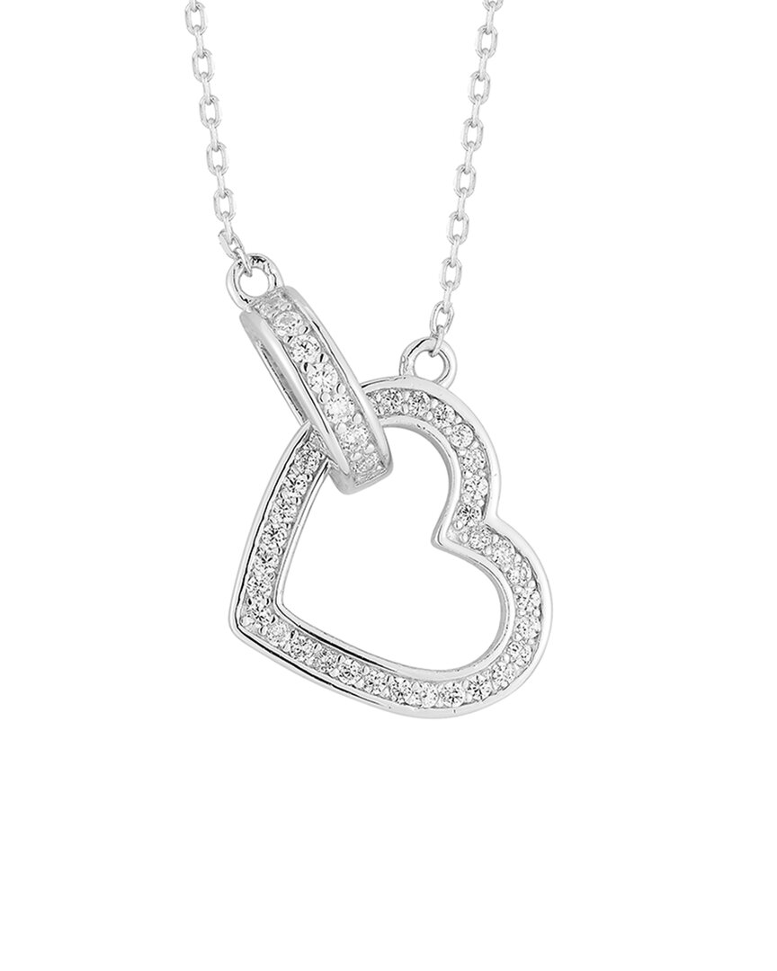 Glaze Jewelry Silver CZ Hanging Heart Necklace