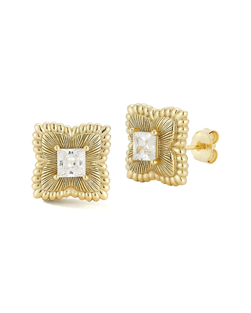 Glaze Jewelry 14K Plated Silver CZ Clover Earrings