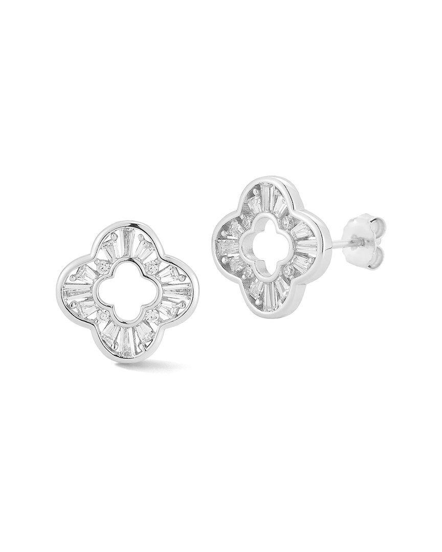 Glaze Jewelry Silver CZ Open Clover Earrings