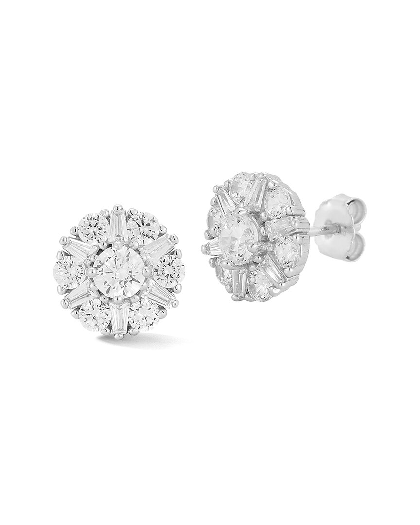 Glaze Jewelry Silver CZ Round Cluster Earrings