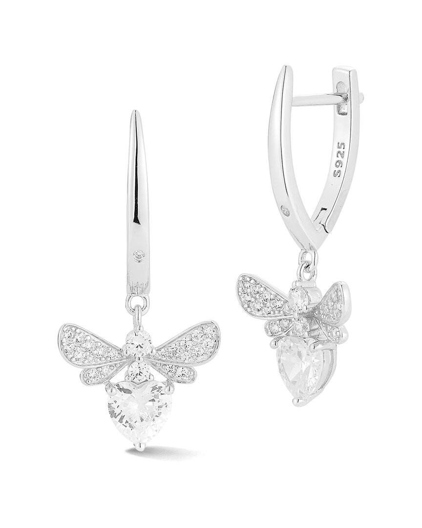 Glaze Jewelry Silver CZ Bee Charm Earrings