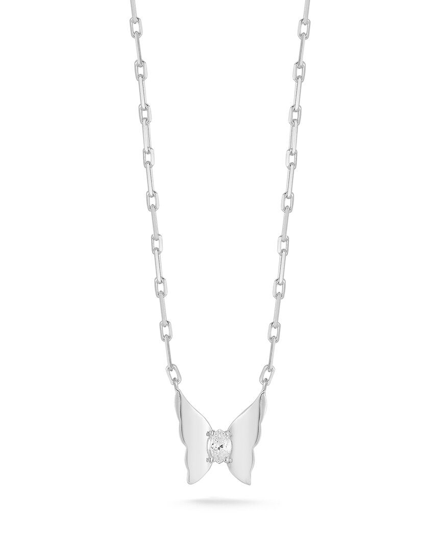 Chloe & Madison Chloe And Madison Silver Cz Butterfly Necklace