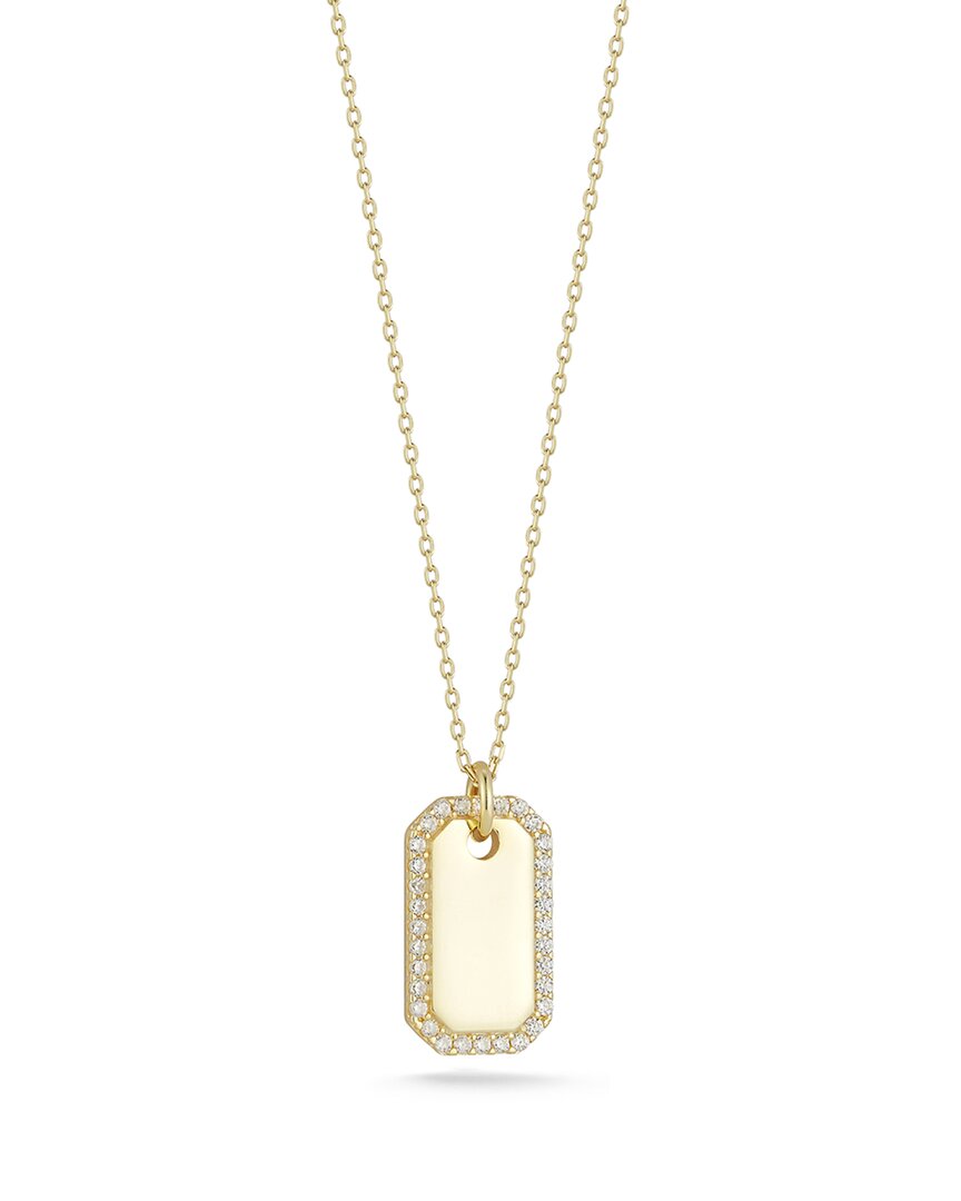 Chloe & Madison Chloe And Madison 14k Over Silver Cz Tag Necklace