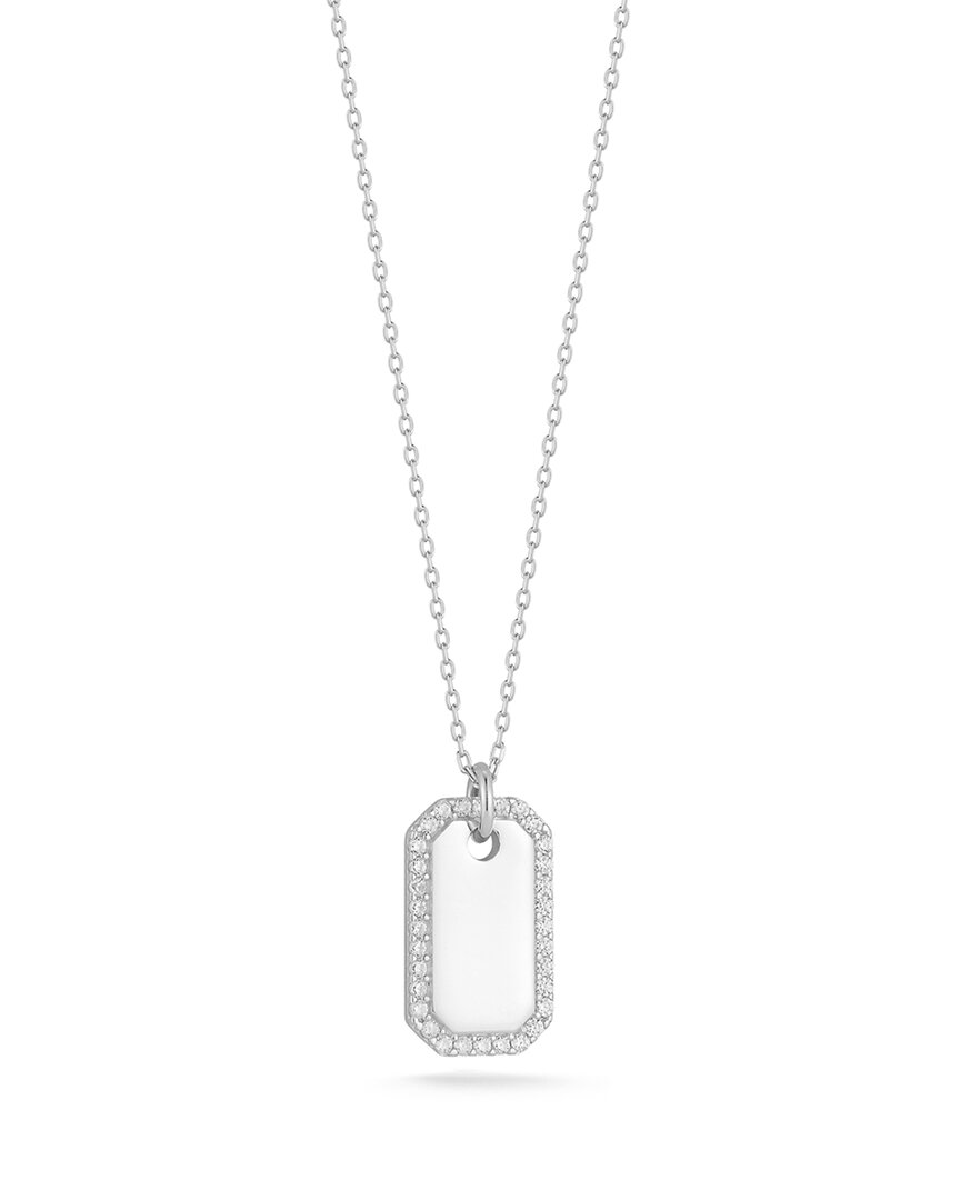 Chloe & Madison Chloe And Madison Silver Cz Tag Necklace