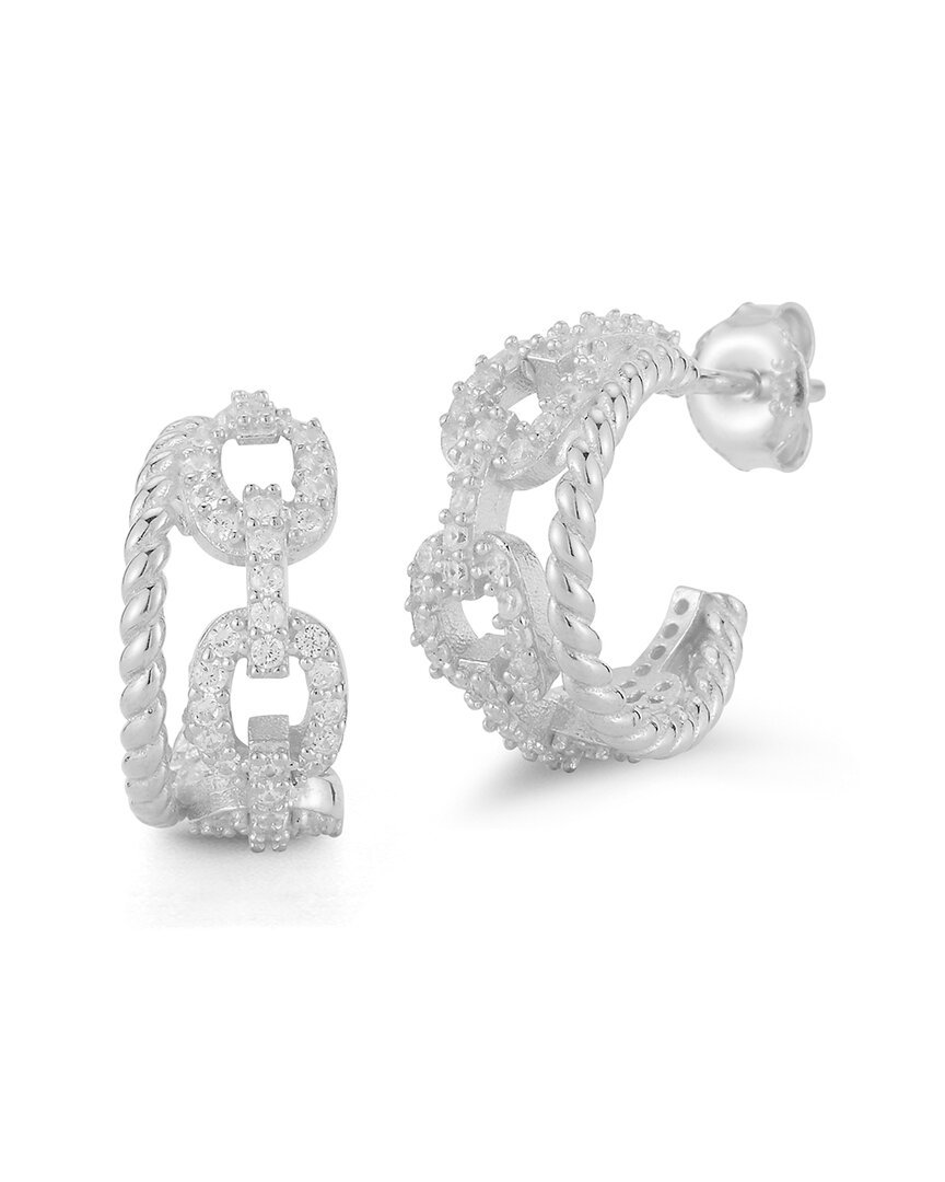 Chloe & Madison Chloe And Madison Silver Cz Double Hoops