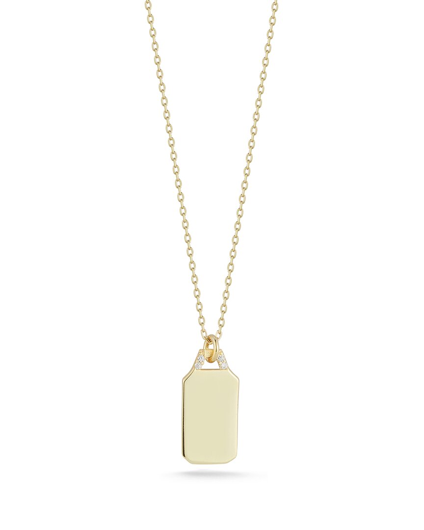 Chloe & Madison Chloe And Madison 14k Over Silver Cz Tag Necklace