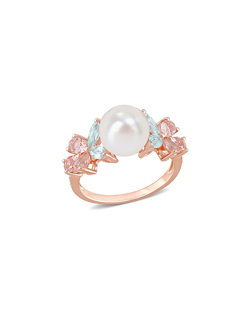 Rina Limor 18k Rose Gold Over Silver 1.43 Ct. Tw. Gemstone 8.5-9mm Pearl Cocktail Ring