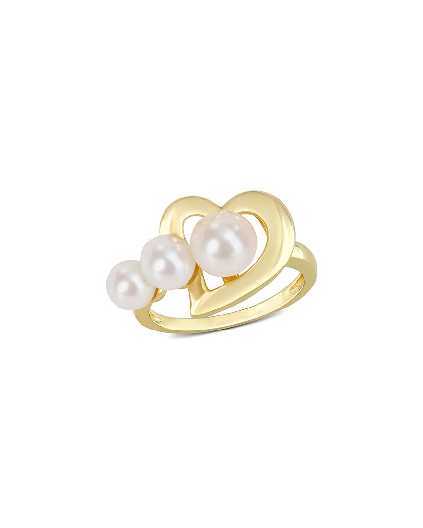 Rina Limor Gold Over Silver 5-7.5mm Pearl Heart Ring
