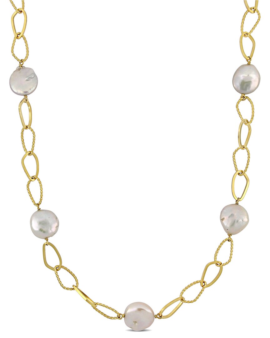 Rina Limor 18k Over Silver 12-14mm Pearl Oval Link Necklace